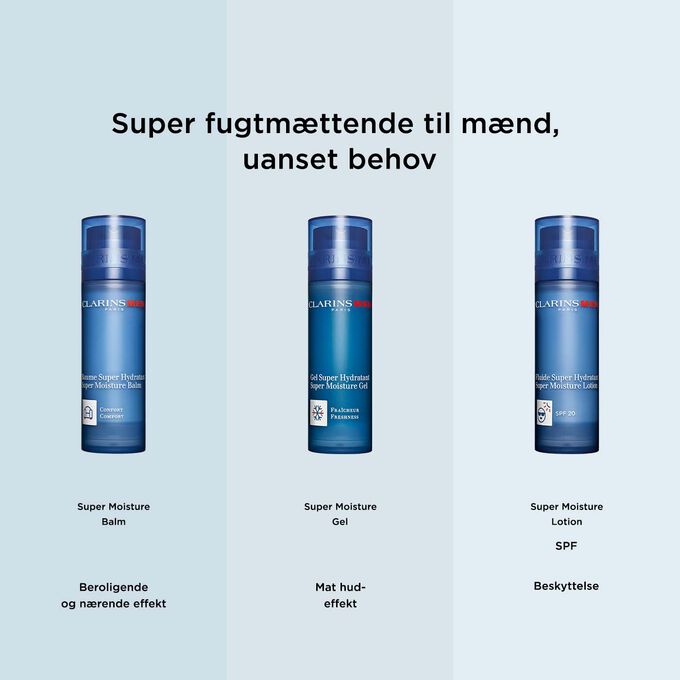 Clarins' men skincare face treatment range, designed to meet every men's needs, whether for hydrating or protection the skin.