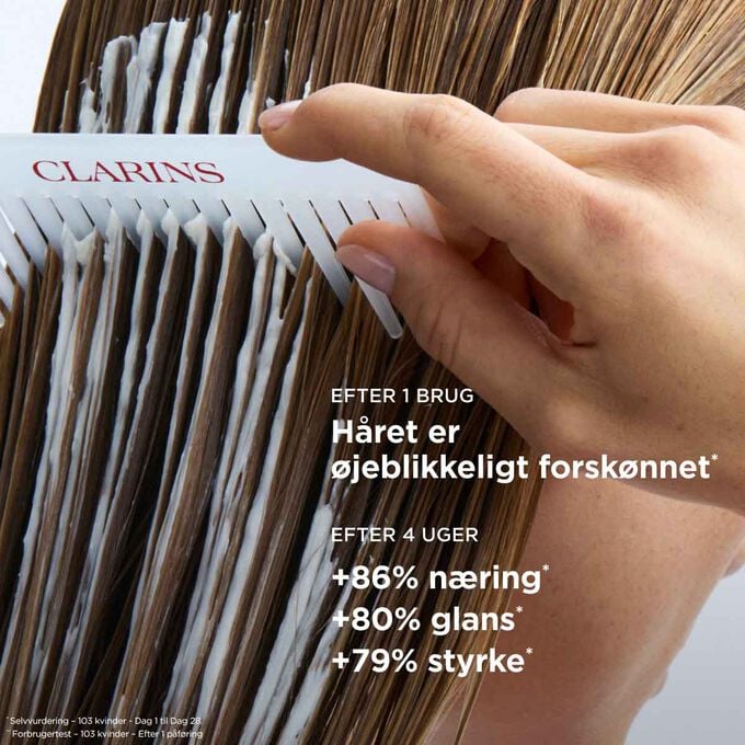 Udglattende h&aring;rmaske: 86 % mere n&aelig;ring og 80 % mere glans for et h&aring;r, der &oslash;jeblikkeligt fremst&aring;r smukkere.
