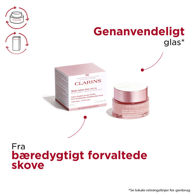Multi-Active day cream SPF15 pack fra bæredygtigt forvaltede skove