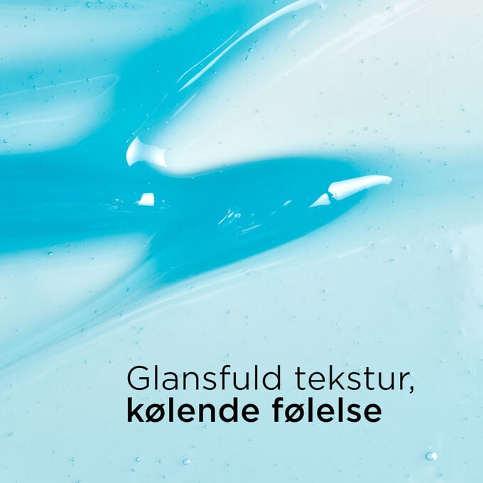 Tekstureret baggrund, der illustrerer den bl&aring;, glansfulde tekstur af Clarins Cryo Lip Oil med h&oslash;jglansfinish og k&oslash;lende effekt