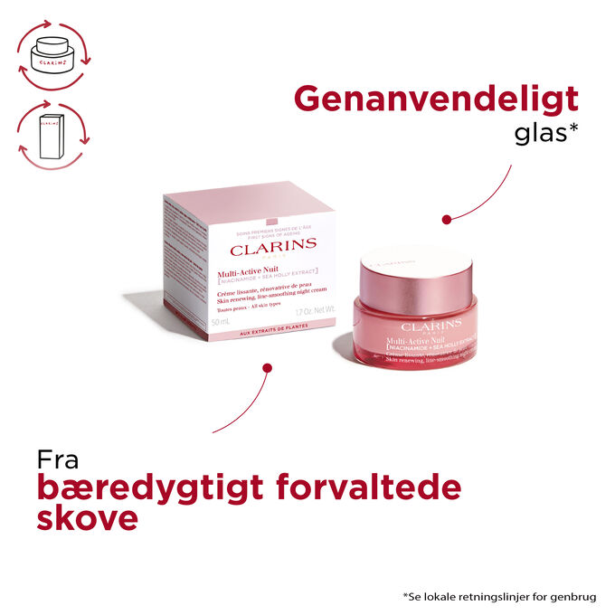 Multi-Active night cream All Skin Types pack fra bæredygtigt forvaltede skove