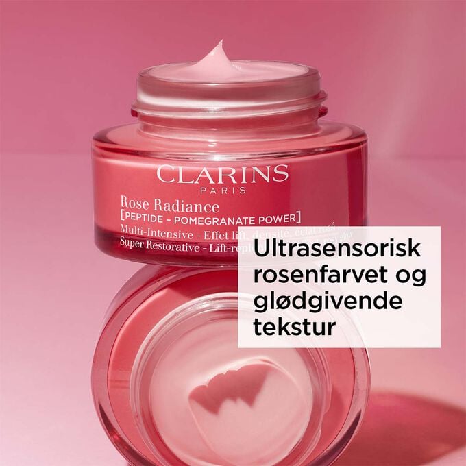Super Restorative Rose Radiance packshot med ultrasensorisk rosenfarvet og gl&oslash;dgivende tekstur.