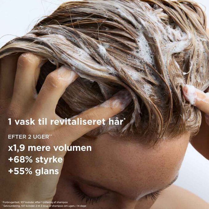 Volumen shampoo til fladt h&aring;r: 68 procent mere styrke og &oslash;get glans efter to ugers vask