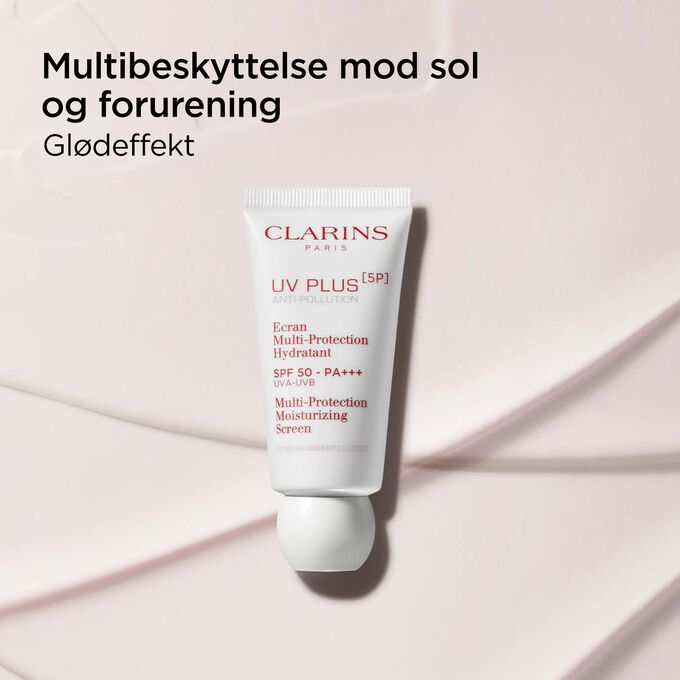 Packshot of Clarins UV Plus Anti-Pollution Rose that provides a glowy fect with sun and pollution protection