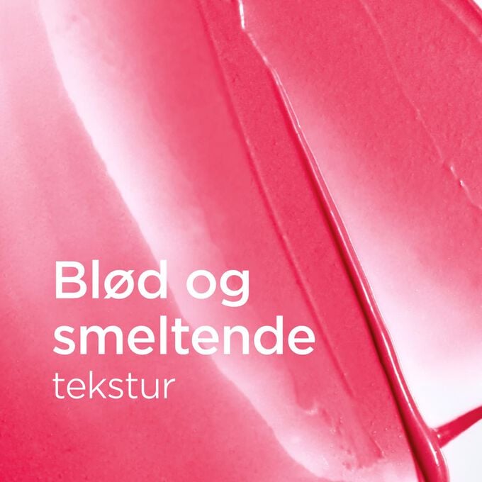 Tekstureret, cremet lyser&oslash;d baggrund med tekst, der fremh&aelig;ver den bl&oslash;de, smeltende tekstur i Lip Balm Love Collection for glatte og velplejede l&aelig;ber.