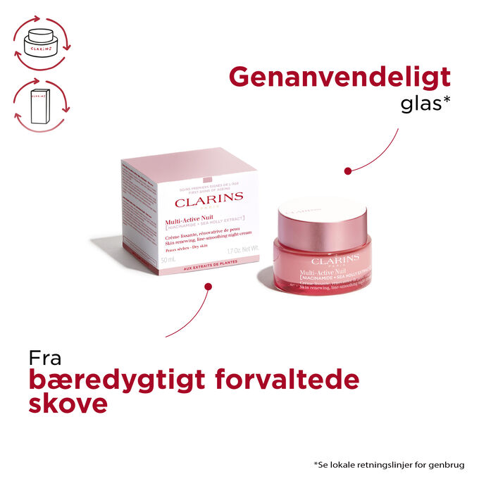Multi-Active night cream Dry pack fra bæredygtigt forvaltede skove