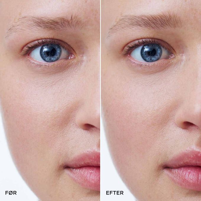 F&oslash;r- og efterbillede af en kvindes bryn med Clarins 2-i-1 Blond Brow Pencil, som viser fyldigere og mere strukturerede bryn.