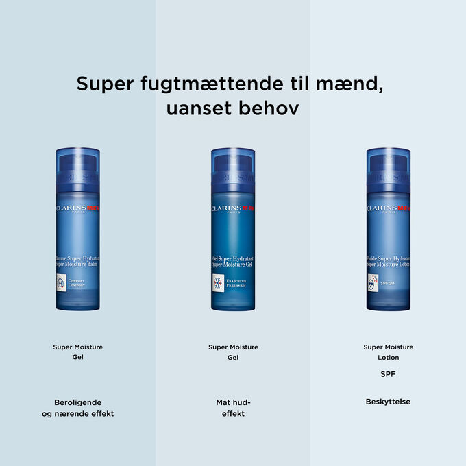 Clarins' men skincare face treatment range, designed to meet all men needs, whether for hydrating or protection the skin.