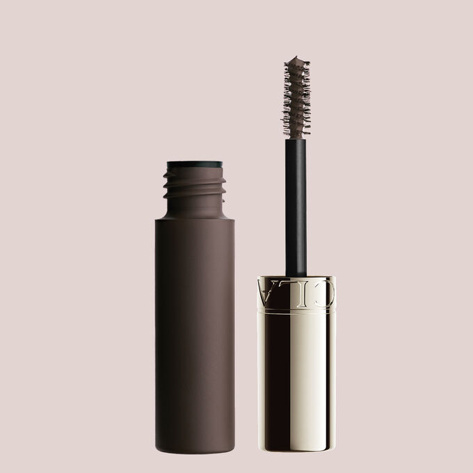 Packshot af Clarins Dark Brown Brow Gel, tonet til at fuldende m&oslash;rkebrune bryn med et markant, struktureret og naturligt defineret look.