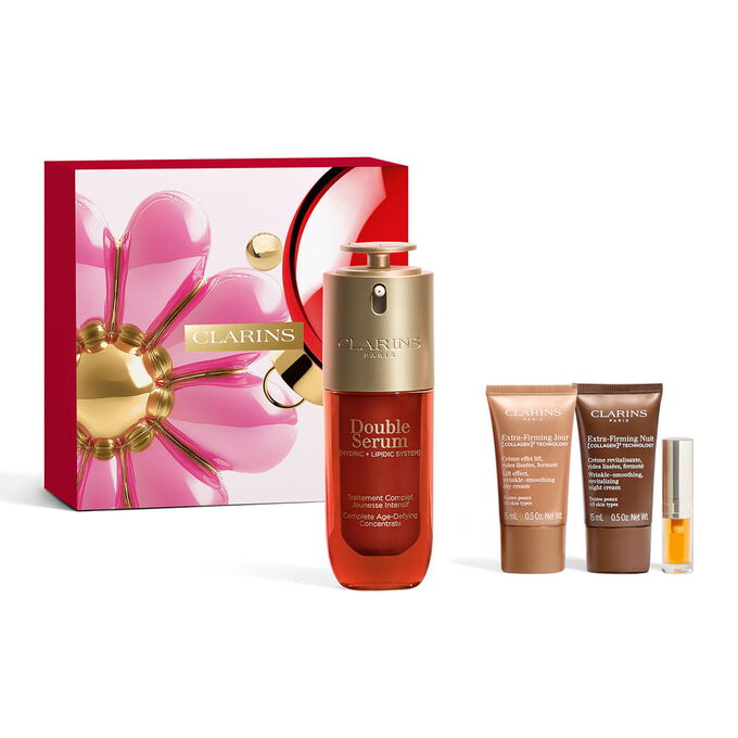 Produktbillede af Clarins Double Serum jules&aelig;t med must-haves til en daglig rutine mod alderstegn