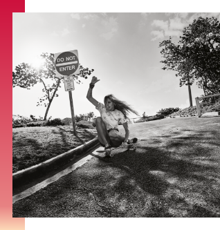 Woman skateboarding